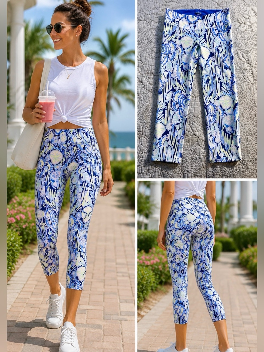 Lilly Pulitzer Luxletic Weekender Crop Leggings – Indigo Sunset Print~ Small🧡